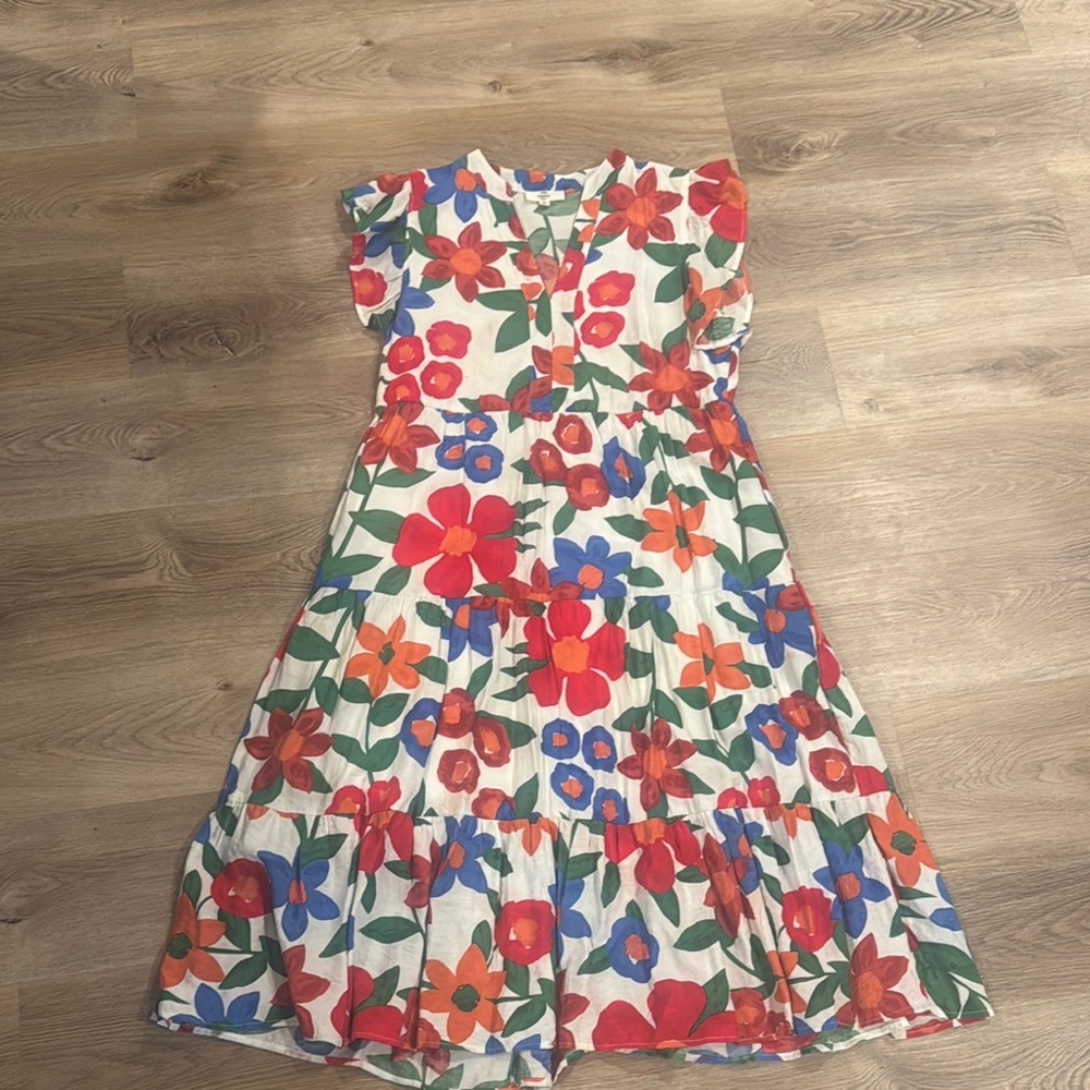 Entro Floral Maxi Dress - Red, Orange, Blue, Green